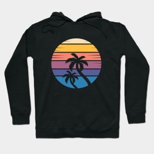 Retro Style Sunset Beach Pal Tree Hoodie